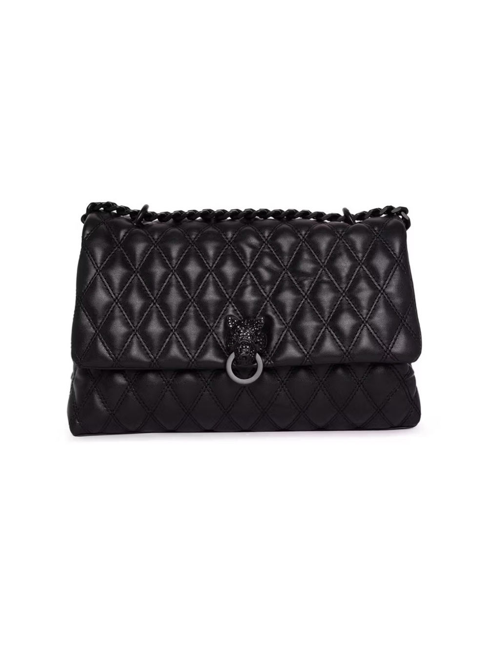 ALDO Black Quilted Shoulder Bag with Chain Strap - Picture 4 of 9
